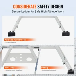 VEVOR Ladder Stabilizer, Adjustable Feet Extension Ladder Standoff, Heavy Duty Wall Ladder Accessories for Roof Gutter, Easy to Use & Wide Adaptability & Anti-slip Rubber Feet, 330 lbs Weight Rating