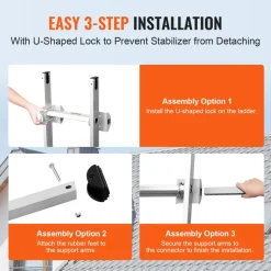 VEVOR Ladder Stabilizer, Extension Ladder Standoff, Heavy Duty Wing Span/Wall Ladder Accessories for Roof Gutter, Easy to Use & Wide Adaptability & Anti-slip Rubber Feet, 330 lbs Weight Rating