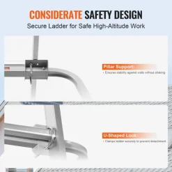 VEVOR Ladder Stabilizer, Extension Ladder Standoff, Heavy Duty Wing Span/Wall Ladder Accessories for Roof Gutter, Easy to Use & Wide Adaptability & Anti-slip Rubber Feet, 330 lbs Weight Rating