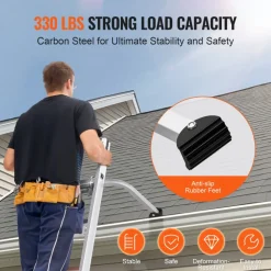 VEVOR Ladder Stabilizer, Extension Ladder Standoff, Heavy Duty Wing Span/Wall Ladder Accessories for Roof Gutter, Easy to Use & Wide Adaptability & Anti-slip Rubber Feet, 330 lbs Weight Rating