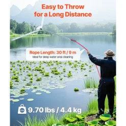 VEVOR Lake Weed Cutter, Pond Aquatic Plant Cutting Tool with 62 in Max. Cut Width, Sharp and Heavy-Duty Steel Blades, Pond Rake with 30 ft Throw Rope, for Cattail, Phragmites, Lilly Pads & Chara