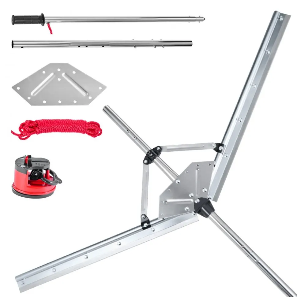 VEVOR Lake Weed Cutter, Pond Aquatic Plant Cutting Tool with 48 in Max. Cut Width, Sharp and Heavy-Duty Steel Blades, Pond Rake with 30 ft Throw Rope, for Cattail, Phragmites, Lilly Pads & Chara