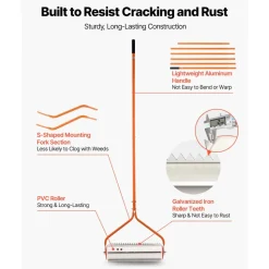 VEVOR Lake Weed Roller, 20 ft Lake & Pond Weed Removal Tool, Muck Razer Aquatic & Sludge Tiller, Rid Roots and Muck Buildup, 6 Preassembled Stainless Steel Blades, 6 Aluminum Handles, Easy Assembly