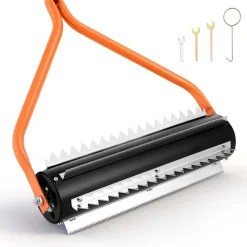VEVOR Lake Weed Roller, 14.1 ft Stainless Steel Lake & Pond Weed Removal Tool, Muck Razer Aquatic & Sludge Tiller, Rid Roots and Muck Buildup, 6 Preassembled Stainless Steel Blades, 4 Aluminum Handles