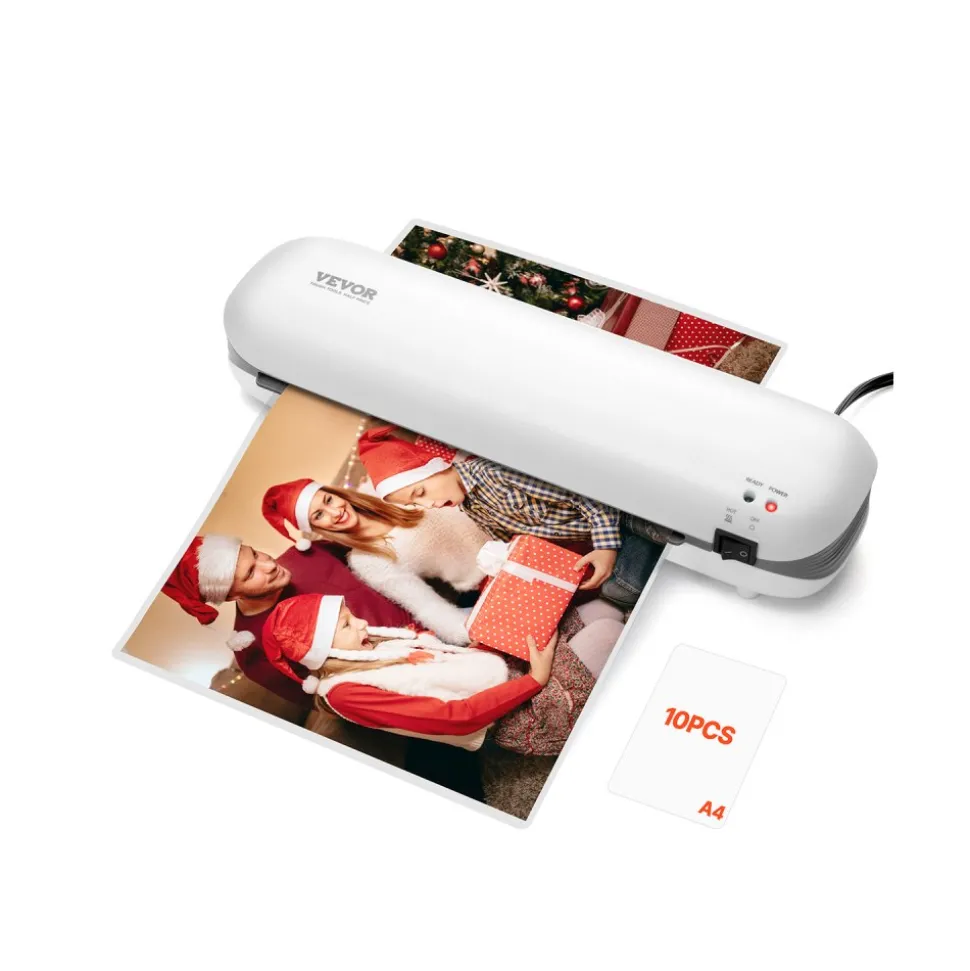 VEVOR Laminator Machine, Thermal Laminator for Max A4 Paper Size, 3-4 min Quick Warm Portable Laminator, 3-5 mil Thickness, Ideal for Home, Office, Business, or School Supplies, White + Grey