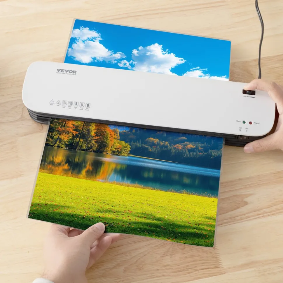VEVOR Laminator Machine, Thermal Laminator for Max A4 Paper Size, 3-4 min Quick Warm Portable Laminator, 3-5 mil Thickness, Ideal for Home, Office, Business, or School Supplies, White + Grey