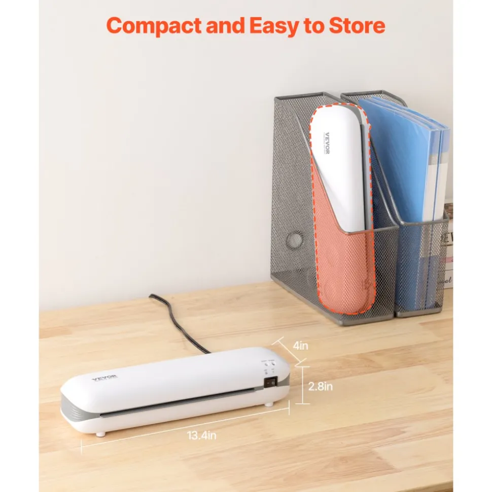VEVOR Laminator Machine, Thermal Laminator for Max A4 Paper Size, 3-4 min Quick Warm Portable Laminator, 3-5 mil Thickness, Ideal for Home, Office, Business, or School Supplies, White + Grey