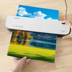 VEVOR Laminator Machine, Thermal Laminator for Max A3 Paper Size, 2-3 min Quick Warm Portable Laminator, 3-5 mil Thickness, Ideal for Home, Office, Business, or School Supplies, White + Black