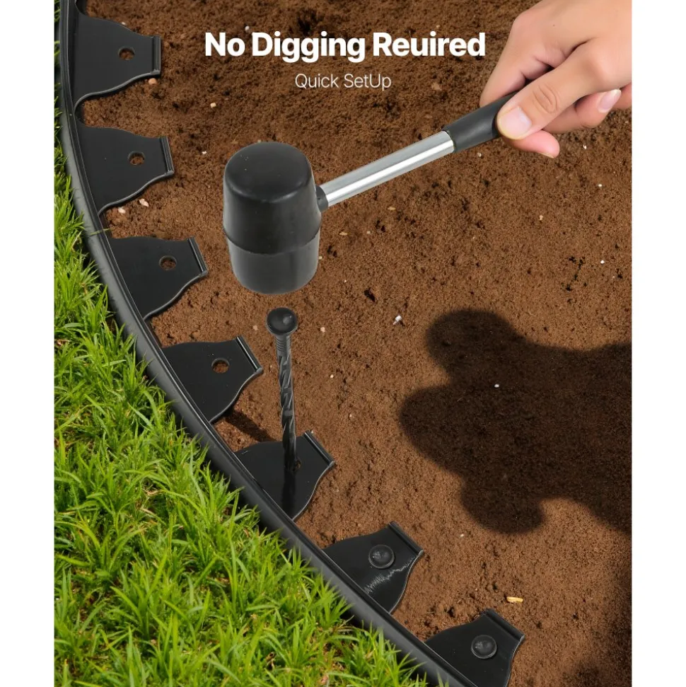 VEVOR Landscape Edging Border, 10Pcs 6 ft x 1.6 in Plastic Garden Edging with 60 Spikes, Sun-Resistant Flowerbed Borders, DIY Layout, No Dig Garden Edger Border Divider for Lawn Edgings for Yard