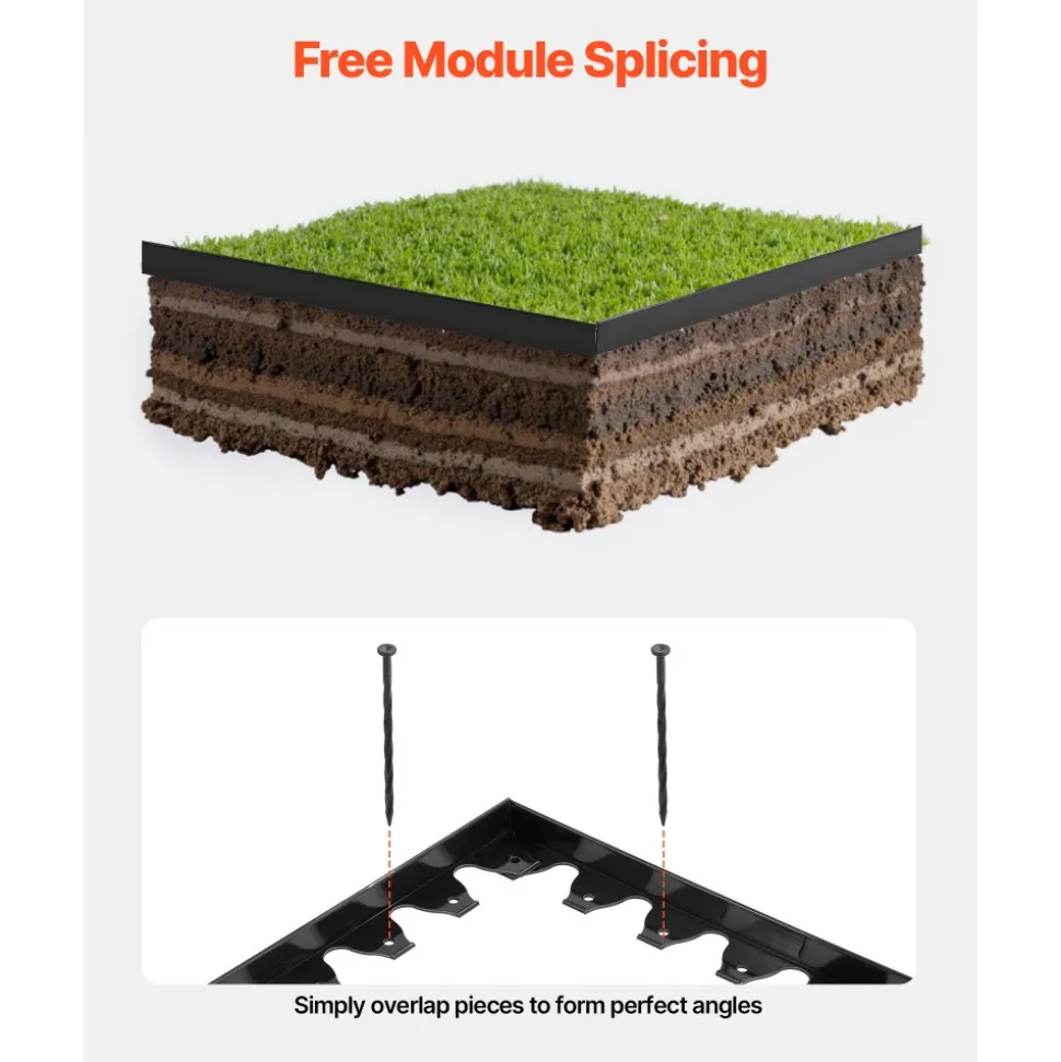 VEVOR Landscape Edging Border, 10Pcs 6 ft x 1.6 in Plastic Garden Edging with 60 Spikes, Sun-Resistant Flowerbed Borders, DIY Layout, No Dig Garden Edger Border Divider for Lawn Edgings for Yard