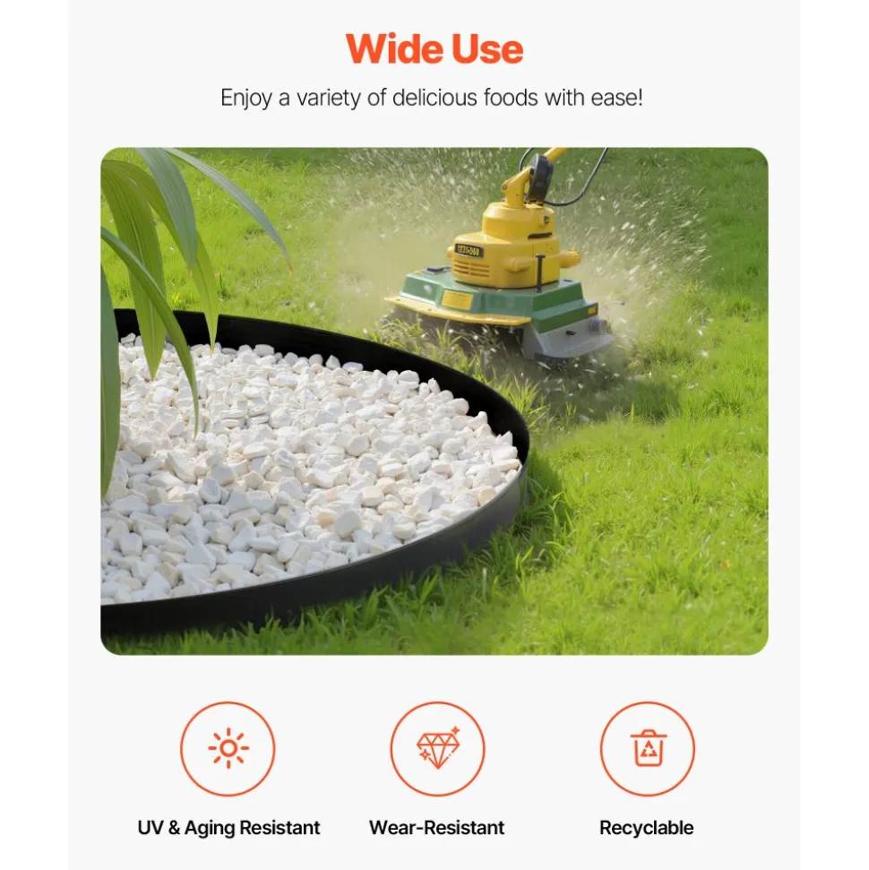 VEVOR Landscape Edging, 33 ft x 4 in Plastic Garden Border Edging with 30 Spikes & 2 Ground Stakes, No Dig, Flexible Lawn Edgings Roll, UV-Resistant Mini Fence Borders for Flower Beds Yard Paver