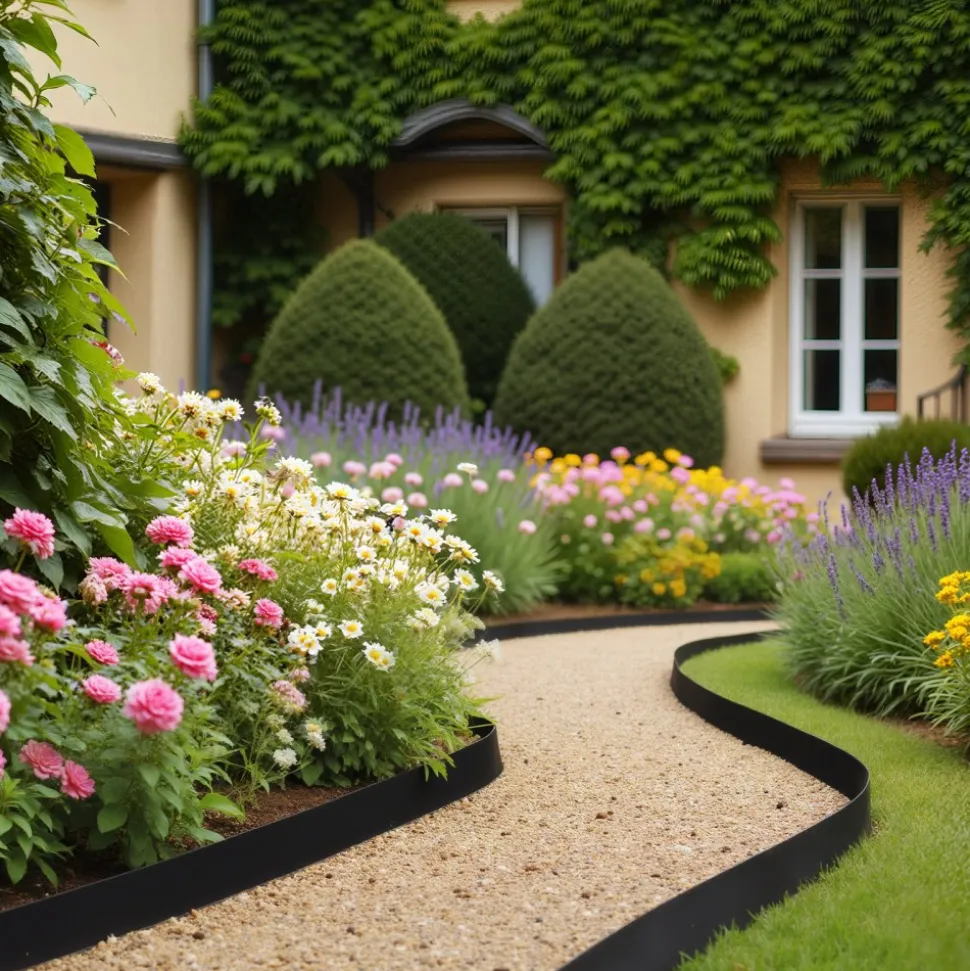 VEVOR Landscape Edging, 20 ft x 2 in Plastic Garden Border Edging with 120 Spikes, No Dig, Flexible Lawn Edgings Roll, UV-Resistant Mini Fence Borders Pathway Edgings for Flower Beds Yard Paver
