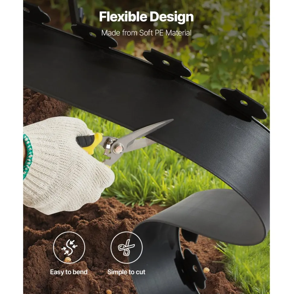 VEVOR Landscape Edging, 20 ft x 2 in Plastic Garden Border Edging with 120 Spikes, No Dig, Flexible Lawn Edgings Roll, UV-Resistant Mini Fence Borders Pathway Edgings for Flower Beds Yard Paver