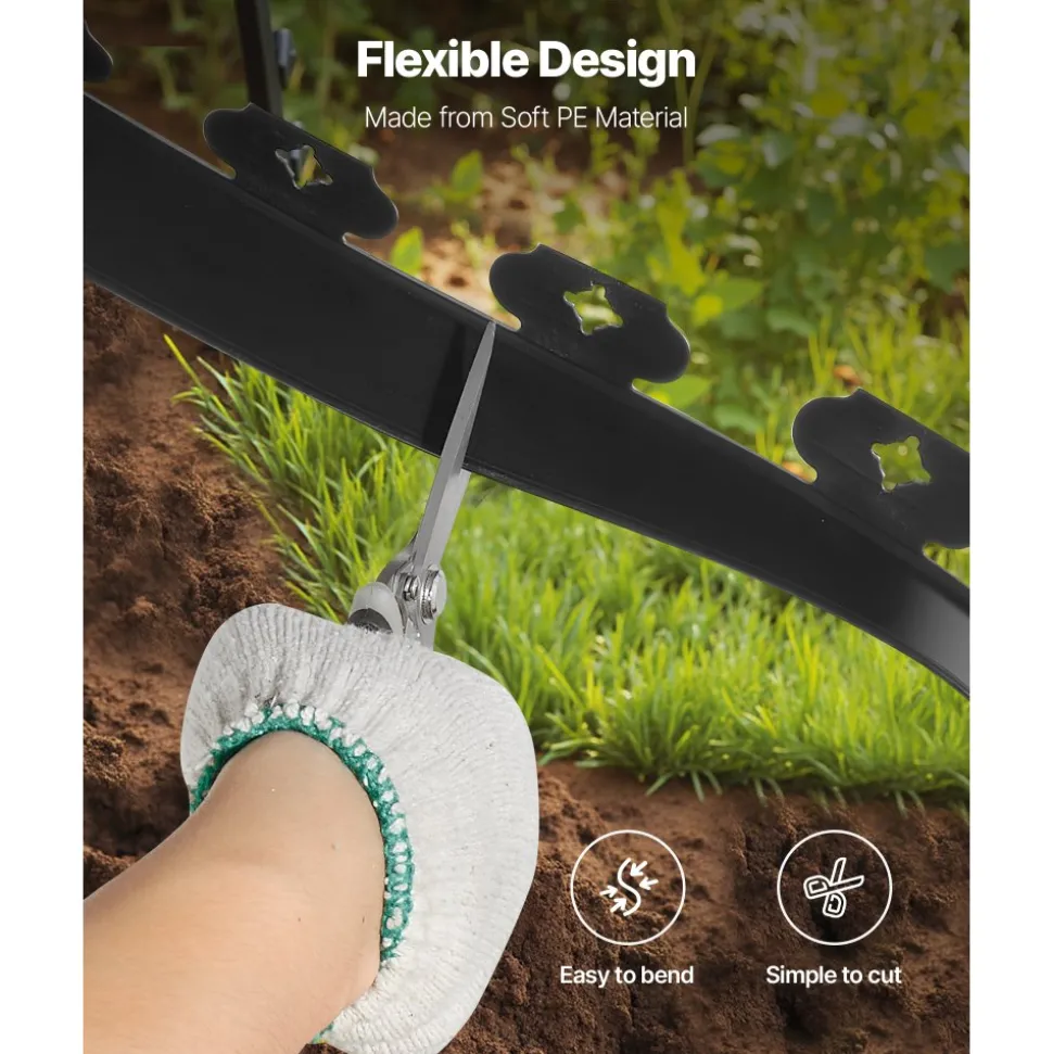VEVOR Landscape Edging, 100 ft x 1.5 in Plastic Garden Border Edging with 120 Spikes, No Dig, Flexible Lawn Edgings Roll, UV-Resistant Mini Fence Borders Pathway Edgings for Flower Beds Yard Paver