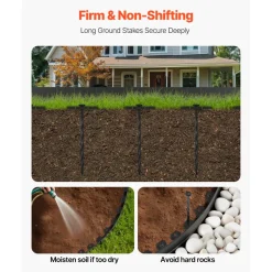 VEVOR Landscape Edging, 100 ft x 1.5 in Plastic Garden Border Edging with 120 Spikes, No Dig, Flexible Lawn Edgings Roll, UV-Resistant Mini Fence Borders Pathway Edgings for Flower Beds Yard Paver