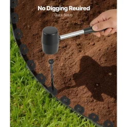 VEVOR Landscape Edging, 100 ft x 1.5 in Plastic Garden Border Edging with 120 Spikes, No Dig, Flexible Lawn Edgings Roll, UV-Resistant Mini Fence Borders Pathway Edgings for Flower Beds Yard Paver