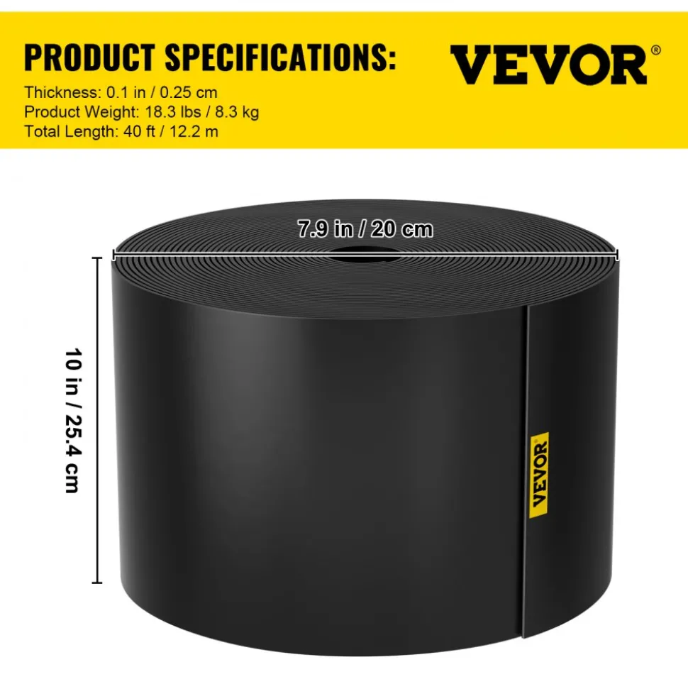 VEVOR Landscape Edging, 10 inch Depth 40 ft Total Length, Recycled HDPE Coiled Terrace Board, Flexible Bender Border for Landscaping, Lawn, Garden, Yard, Against Invading Weeds, Black