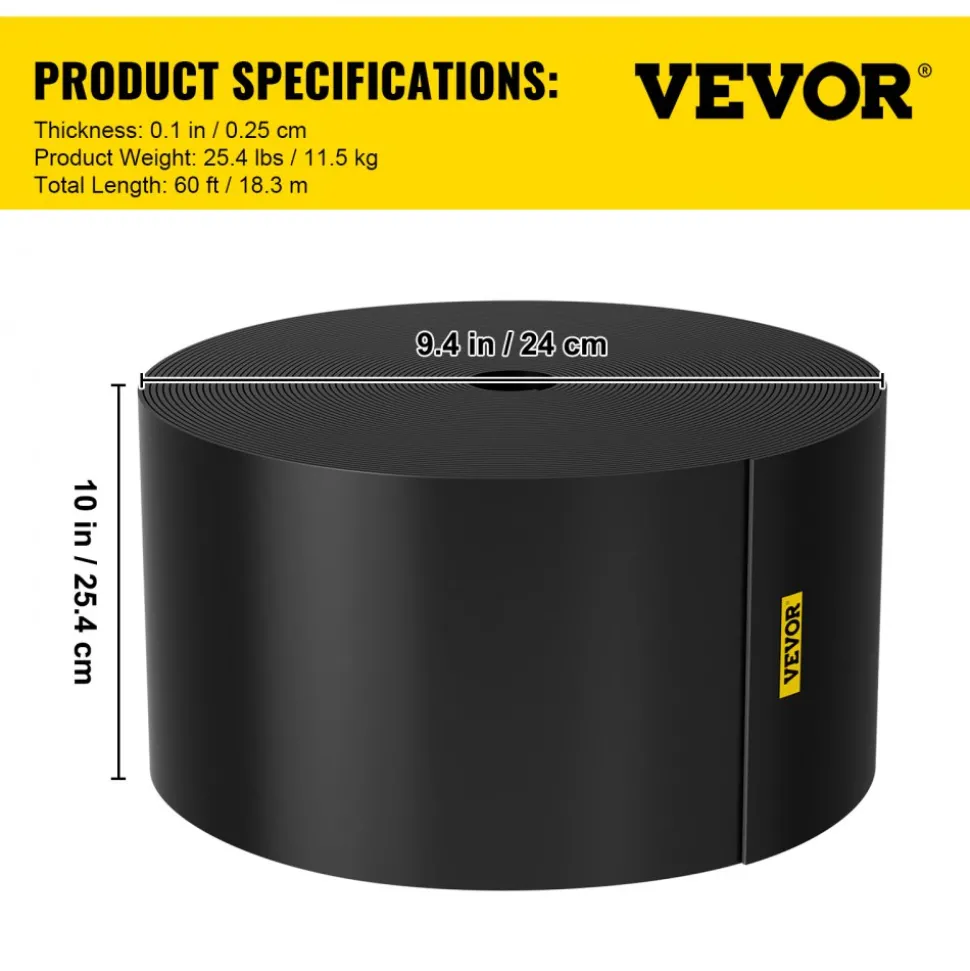 VEVOR Landscape Edging, 10 inch Depth 60 ft Total Length, Recycled HDPE Coiled Terrace Board, Flexible Bender Border for Landscaping, Lawn, Garden, Yard, Against Invading Weeds, Black