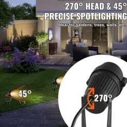 VEVOR Landscape Lighting, 6W Low Voltage LED Landscape Lights, IP66 Waterproof Landscape Spotlights Yard Lawn Garden Pathway Outdoor Lights 12V 24V 450LM Warm White 3000K (12 Pack with Connectors)