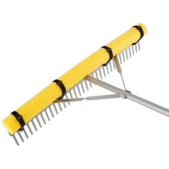 VEVOR Landscape Rake, 36 inch Wide Head 133 inch Handle, Large Heavy Duty Aluminum Landscaping Leaf Rake Tool, Asphalt Level for Loosening Soil, Garden & Yard, Pond Gravel & Beach Lawn Care, 52ft Rope