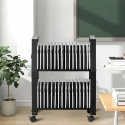 VEVOR Laptop Charging Cart, 32 Devices Mobile Open Charging Station with Wheels, for Tablet and Laptop Up to 15.6 in Screen Size, Easy Access Slots, Surge Control, for Office, Classroom, Library