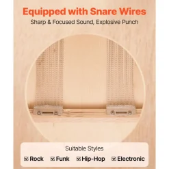 VEVOR Large Cajon Box Drum Wooden Birchwood Percussion Instrument with Snare Wires