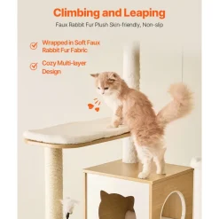 VEVOR Large Cat Tree, 68.9 inches Tall, Cat Tower, Multi-level Cat Condo Furniture Activity Center with Cozy Perches, Sisal Scratching Posts, Hammock, Big Kittens House for Indoor Cats Play & Rest
