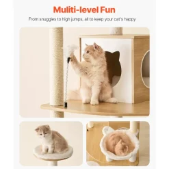 VEVOR Large Cat Tree, 68.9 inches Tall, Cat Tower, Multi-level Cat Condo Furniture Activity Center with Cozy Perches, Sisal Scratching Posts, Hammock, Big Kittens House for Indoor Cats Play & Rest