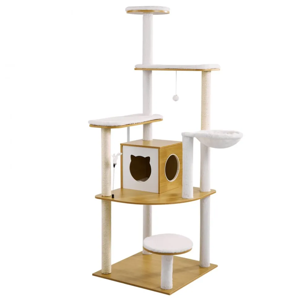 VEVOR Large Cat Tree, 68.9 inches Tall, Cat Tower, Multi-level Cat Condo Furniture Activity Center with Cozy Perches, Sisal Scratching Posts, Hammock, Big Kittens House for Indoor Cats Play & Rest