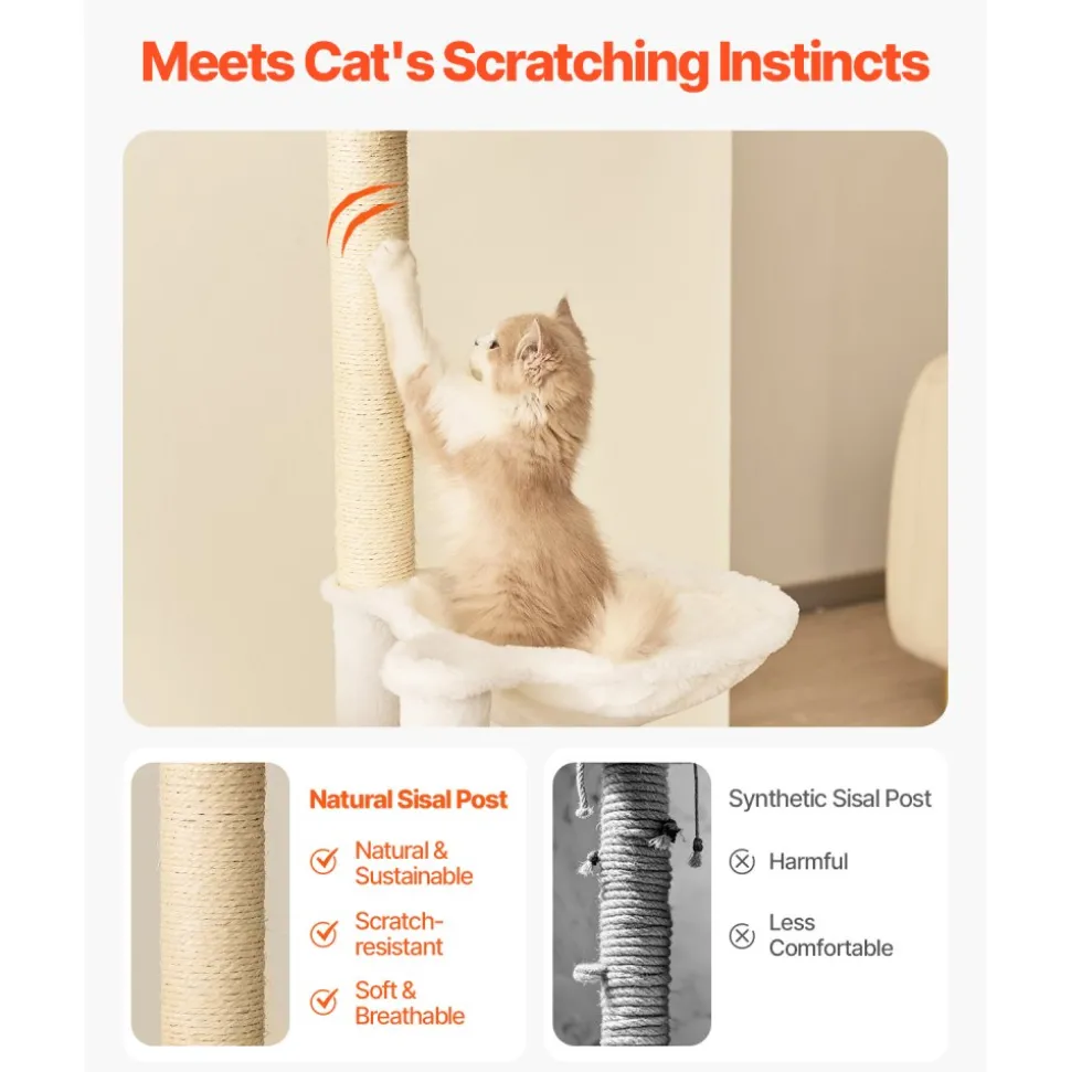 VEVOR Large Cat Tree, 68.9 inches Tall, Cat Tower, Multi-level Cat Condo Furniture Activity Center with Cozy Perches, Sisal Scratching Posts, Hammock, Big Kittens House for Indoor Cats Play & Rest
