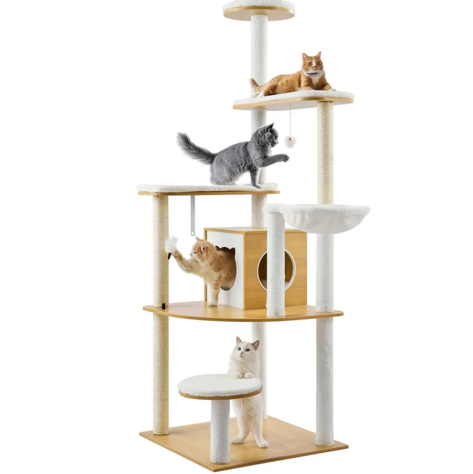 VEVOR Large Cat Tree, 68.9 inches Tall, Cat Tower, Multi-level Cat Condo Furniture Activity Center with Cozy Perches, Sisal Scratching Posts, Hammock, Big Kittens House for Indoor Cats Play & Rest