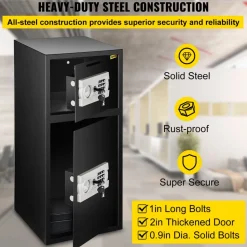 VEVOR Large Double Door Security Safe Box 2.6 Cubic Feet Steel Safe Box Strong Box with Digital Lock for Money Gun Jewelry Black