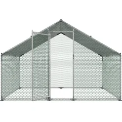 VEVOR Large Metal Chicken Coop 6.6x6.6x6.6 ft Walk-in Chicken Run House, Spire Roof Hen House Enclosure with Cover and Security Lock, Outdoor Duck Rabbit Cage Poultry Pen for Backyard, Farm, Yard