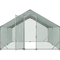 VEVOR Large Metal Chicken Coop 9.8x19.5x6.6 ft Walk-in Chicken Run House, Spire Roof Hen House Enclosure with Cover and Security Lock, Outdoor Duck Rabbit Cage Poultry Pen for Backyard, Farm, Yard