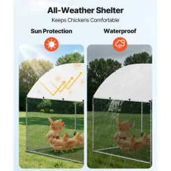 VEVOR Large Metal Chicken Coop 9.8x6.6x6.6 ft Walk-in Chicken Run House, Doom Roof Hen House Enclosure with Cover and Security Lock, Outdoor Duck Rabbit Cage Poultry Pen for Backyard, Farm, Yard Use