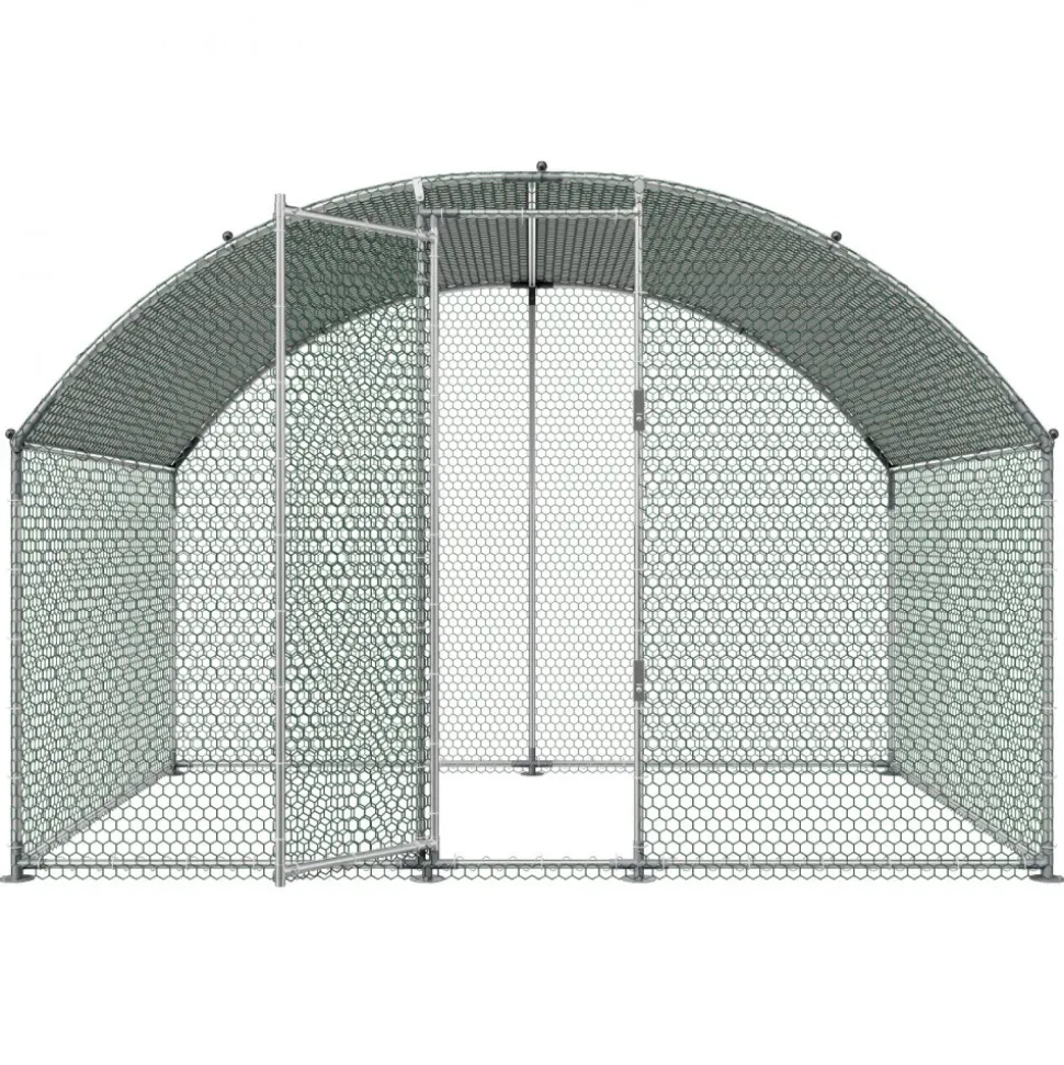 VEVOR Large Metal Chicken Coop 9.8x6.6x6.6 ft Walk-in Chicken Run House, Doom Roof Hen House Enclosure with Cover and Security Lock, Outdoor Duck Rabbit Cage Poultry Pen for Backyard, Farm, Yard Use