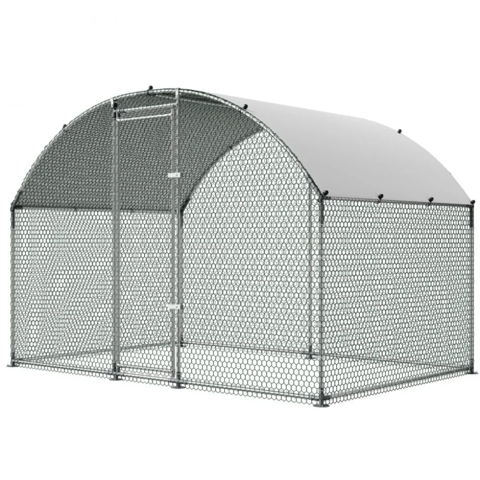 VEVOR Large Metal Chicken Coop 9.8x6.6x6.6 ft Walk-in Chicken Run House, Doom Roof Hen House Enclosure with Cover and Security Lock, Outdoor Duck Rabbit Cage Poultry Pen for Backyard, Farm, Yard Use