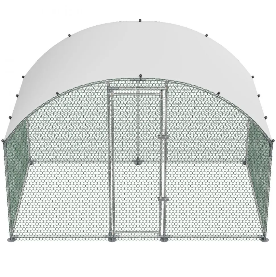 VEVOR Large Metal Chicken Coop 9.8x6.6x6.6 ft Walk-in Chicken Run House, Doom Roof Hen House Enclosure with Cover and Security Lock, Outdoor Duck Rabbit Cage Poultry Pen for Backyard, Farm, Yard Use