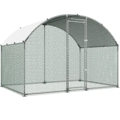 VEVOR Large Metal Chicken Coop 9.8x6.6x6.6 ft Walk-in Chicken Run House, Doom Roof Hen House Enclosure with Cover and Security Lock, Outdoor Duck Rabbit Cage Poultry Pen for Backyard, Farm, Yard Use
