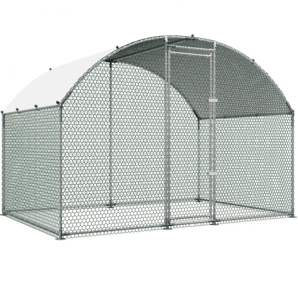 VEVOR Large Metal Chicken Coop 9.8x6.6x6.6 ft Walk-in Chicken Run House, Doom Roof Hen House Enclosure with Cover and Security Lock, Outdoor Duck Rabbit Cage Poultry Pen for Backyard, Farm, Yard Use