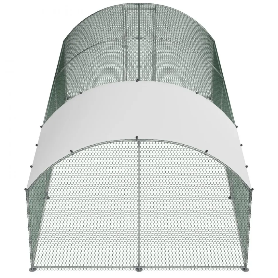 VEVOR Large Metal Chicken Coop, 9.8 x 19.7 x 6.6 ft, Walk-in Chicken Runs with Waterproof Cover, Dome Roof Hen House Enclosure with Lock, Outdoor Duck Rabbit Cage Poultry Pen for Backyard, Farm, Yard