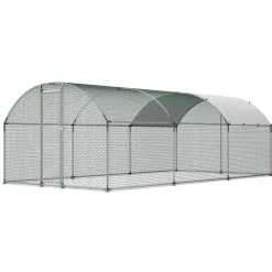 VEVOR Large Metal Chicken Coop, 9.8 x 19.7 x 6.6 ft, Walk-in Chicken Runs with Waterproof Cover, Dome Roof Hen House Enclosure with Lock, Outdoor Duck Rabbit Cage Poultry Pen for Backyard, Farm, Yard