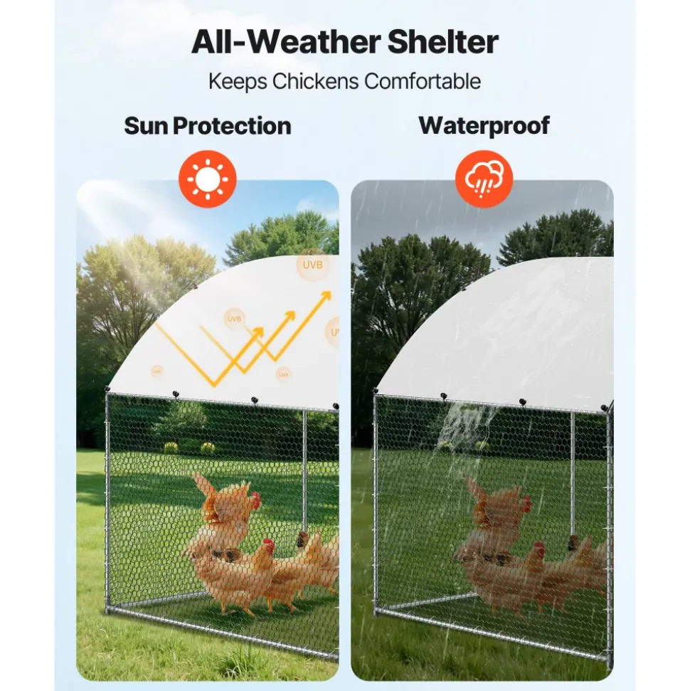 VEVOR Large Metal Chicken Coop, 9.8 x 19.7 x 6.6 ft, Walk-in Chicken Runs with Waterproof Cover, Dome Roof Hen House Enclosure with Lock, Outdoor Duck Rabbit Cage Poultry Pen for Backyard, Farm, Yard