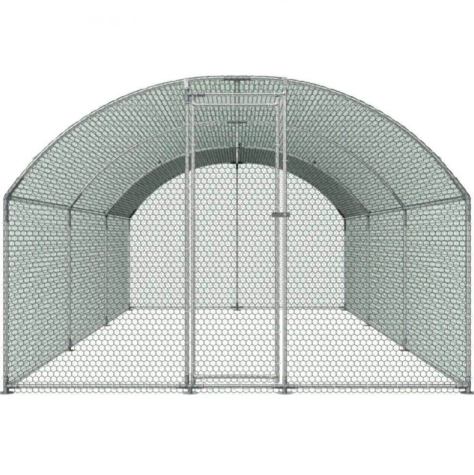 VEVOR Large Metal Chicken Coop, 9.8 x 19.7 x 6.6 ft, Walk-in Chicken Runs with Waterproof Cover, Dome Roof Hen House Enclosure with Lock, Outdoor Duck Rabbit Cage Poultry Pen for Backyard, Farm, Yard