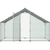 VEVOR Large Metal Chicken Coop,9.8 x 3.3 x 6.6 ft, Walk-in Chicken Run House with Waterproof Cover & Sturdy Frame, Spire Roof Poultry Cage Duck Pen for Rabbit Hen Goose Outdoor Backyard Farm Use