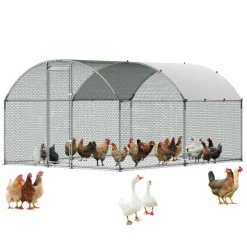 VEVOR Large Metal Chicken Coop 9.8x13x6.6 ft Walk-in Chicken Run House, Doom Roof Hen House Enclosure with Cover and Security Lock, Outdoor Duck Rabbit Cage Poultry Pen for Backyard, Farm, Yard Use