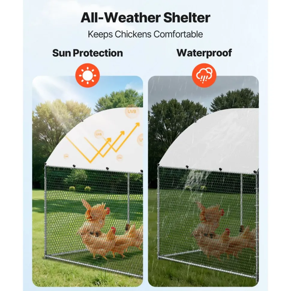 VEVOR Large Metal Chicken Coop 9.8x13x6.6 ft Walk-in Chicken Run House, Doom Roof Hen House Enclosure with Cover and Security Lock, Outdoor Duck Rabbit Cage Poultry Pen for Backyard, Farm, Yard Use