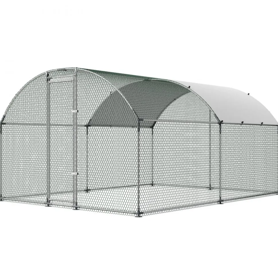 VEVOR Large Metal Chicken Coop 9.8x13x6.6 ft Walk-in Chicken Run House, Doom Roof Hen House Enclosure with Cover and Security Lock, Outdoor Duck Rabbit Cage Poultry Pen for Backyard, Farm, Yard Use