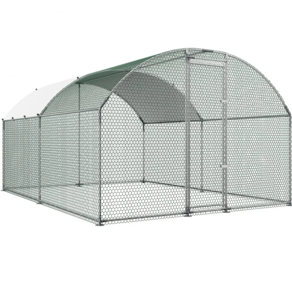 VEVOR Large Metal Chicken Coop 9.8x13x6.6 ft Walk-in Chicken Run House, Doom Roof Hen House Enclosure with Cover and Security Lock, Outdoor Duck Rabbit Cage Poultry Pen for Backyard, Farm, Yard Use