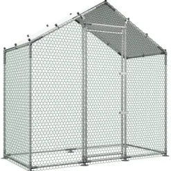 VEVOR Large Metal Chicken Coop,6.6 x 3.3 x 6.6 ft, Walk-in Chicken Run House with Waterproof Cover & Sturdy Frame, Spire Roof Poultry Cage Duck Pen for Rabbit Hen Goose Outdoor Backyard Farm Use